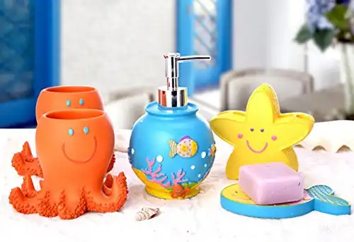 YIYIDA Cute Fish Shape Bathroom Collection Set