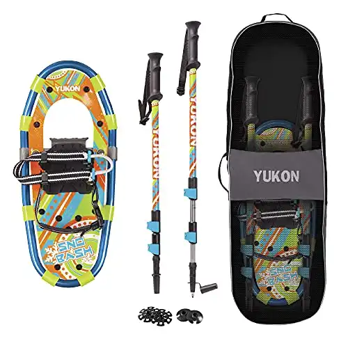 Yukon Sno-Bash Kids Snowshoe and Trekking Pole Kit – For Boys and Girls up to 100lbs