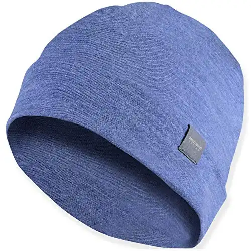 MERIWOOL Unisex Merino Wool Cuff Beanie Hat - Sky Blue Heather