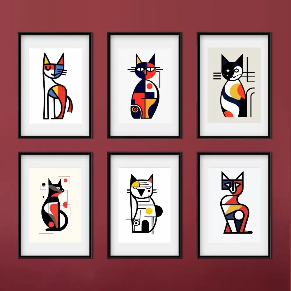 Modern Meows: Picasso Cat Abstract Collection of 6 (Printable)